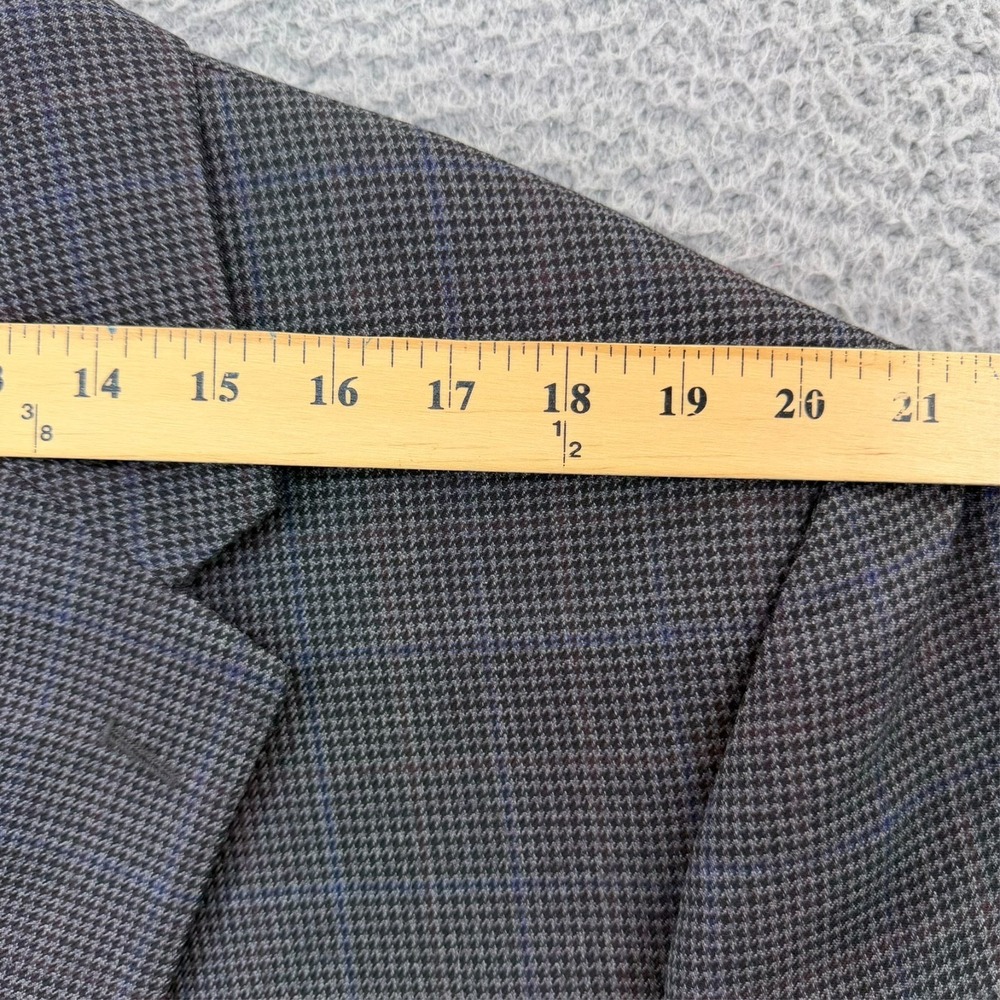 Jos A Bank Traveler Tailored Fit Sport Coat Blazer Men 48R Wool Houndstooth Gray - Picture 8 of 16